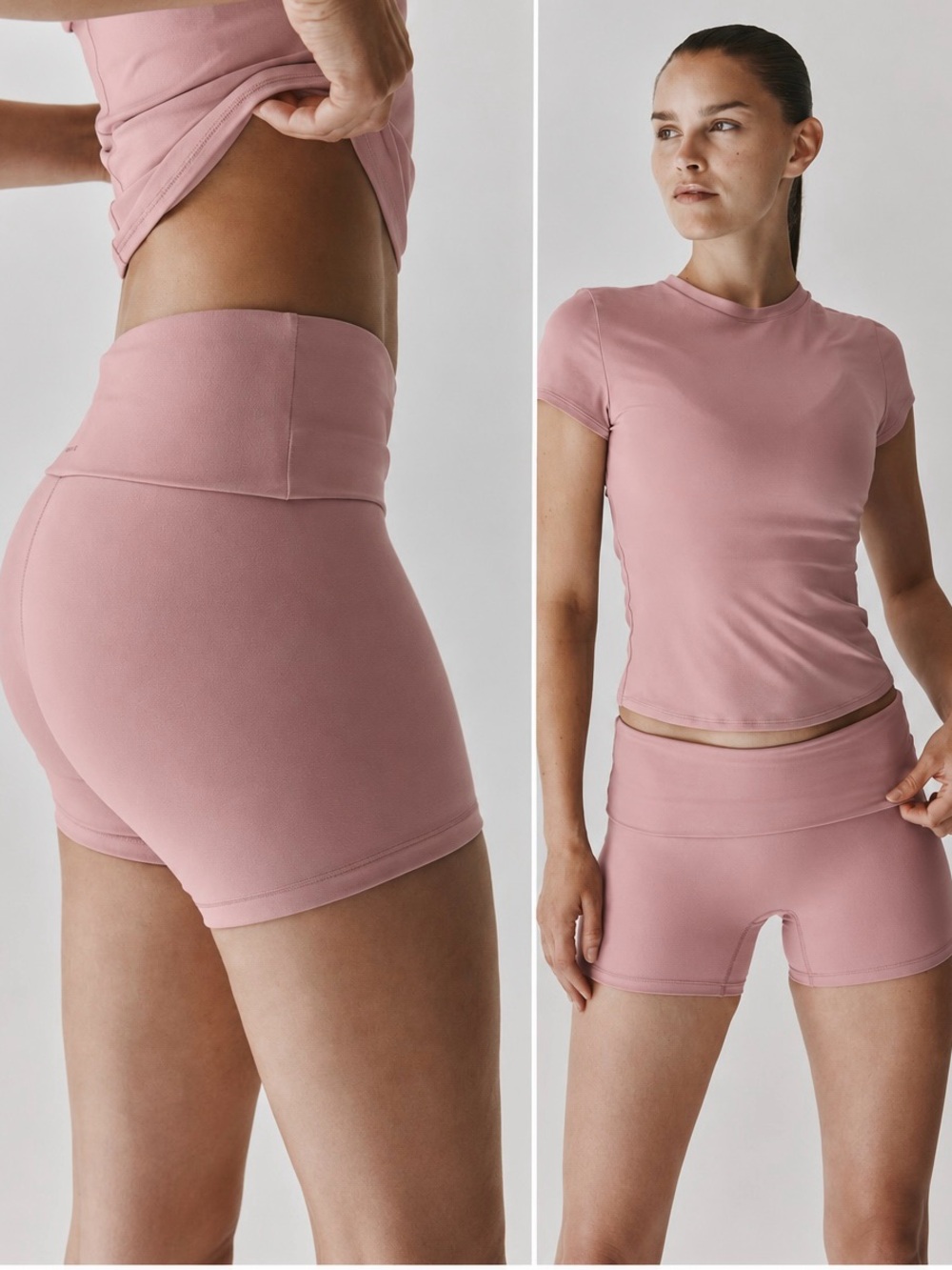 H&M SoftMove Foldover 3” Bike Shorts Blush Pink Size Médium